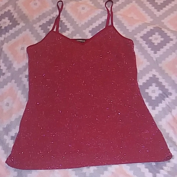Cute, glittery Express small/medium red tank top - Picture 1 of 2